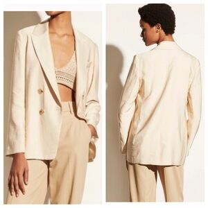 Vince Drapey Double Breasted Blazer in Creme